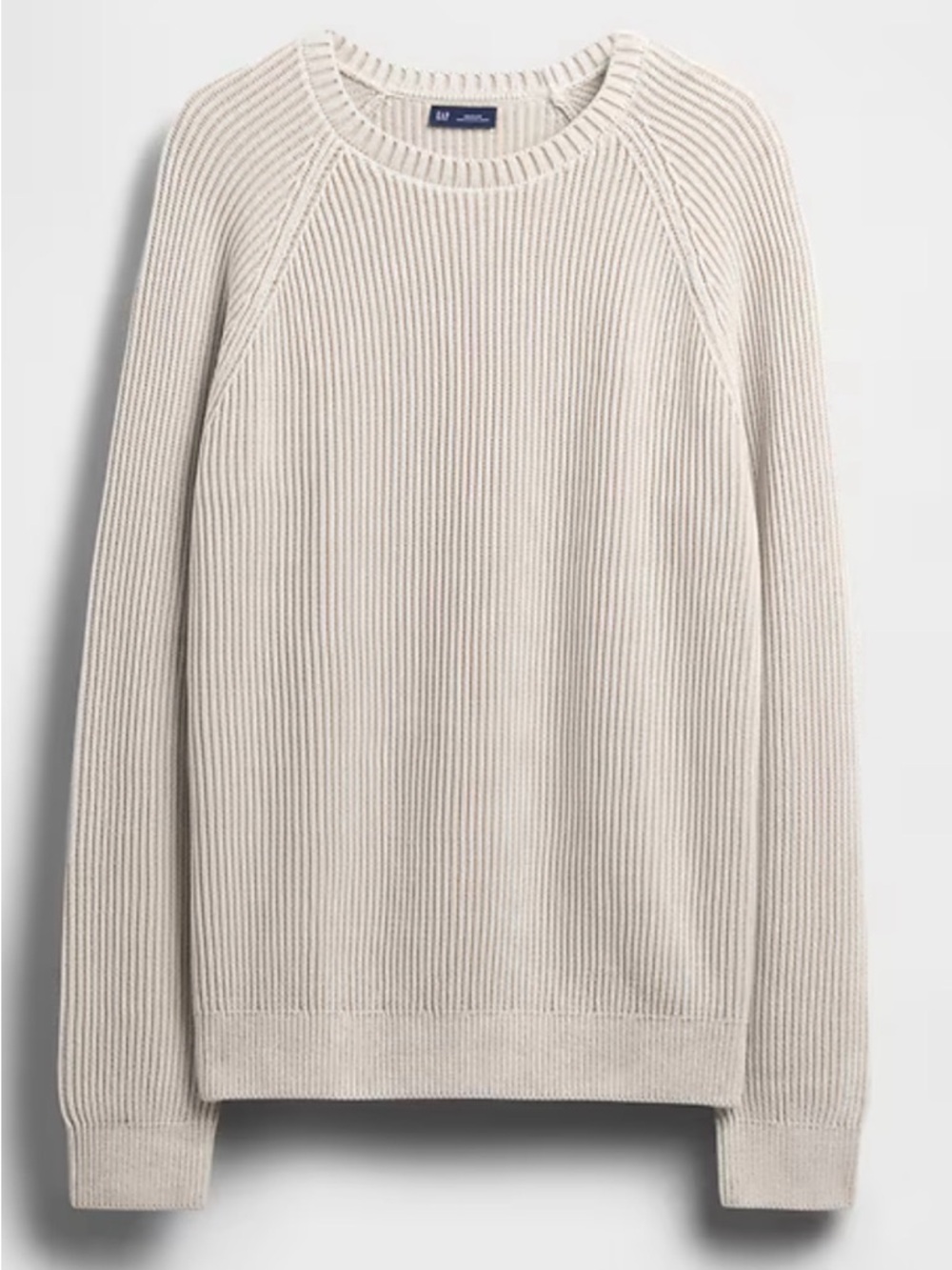 GAP Men's Ribbed Raglan Crewneck Sweater - Cream XL